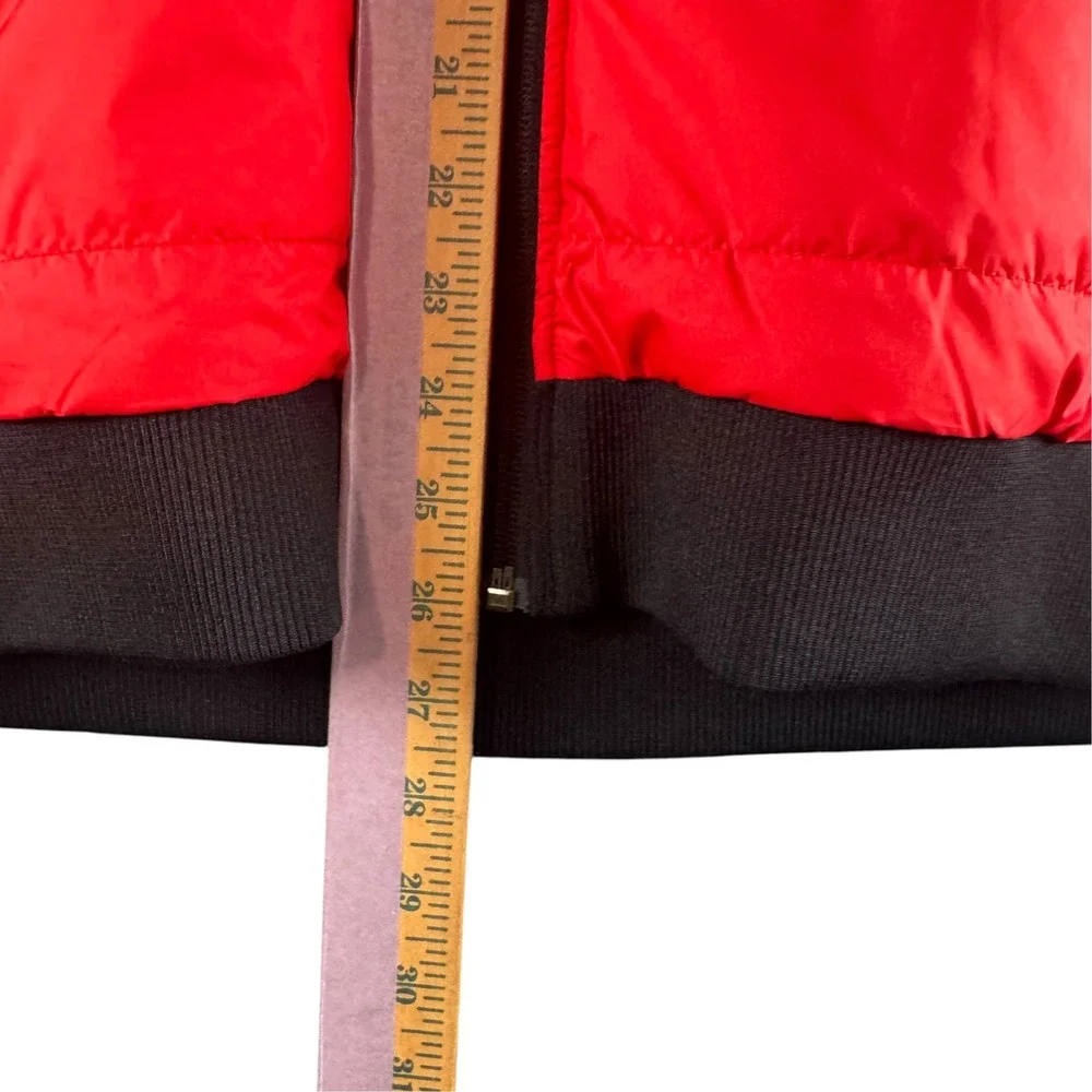 The North Face Mens Jester Bomber Jacket Red Black Quilted Tahoe Patch Large